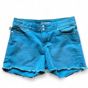 Rock & Republic Bonnaroo Teal Aqua Denim Cut-Off Shorts - Women’s Size 12